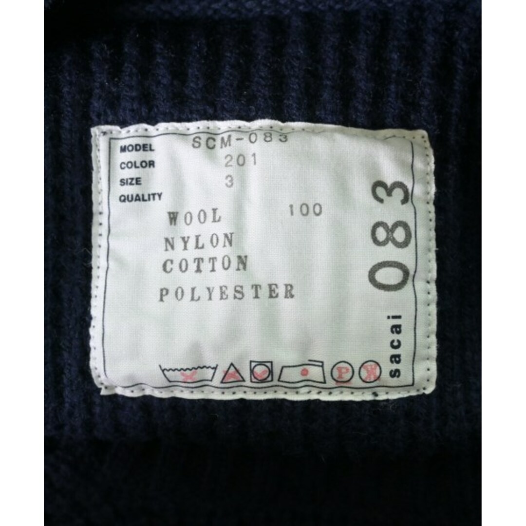 sacai - sacai サカイ ニット・セーター 3(L位) 紺 【古着 sacai - sacai サカイ ニット・セーター 3(L位) 紺 【古着