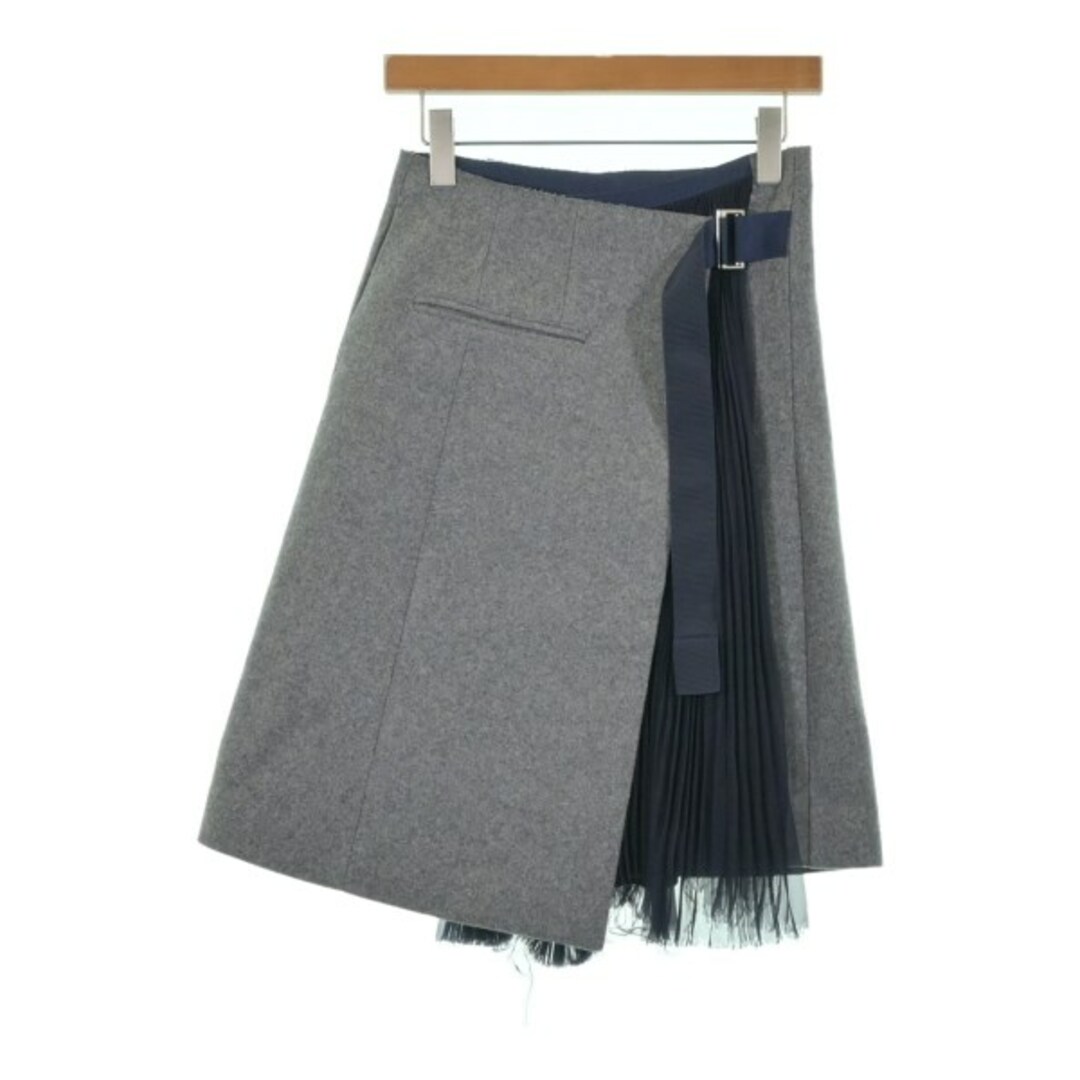 sacai - sacai サカイ ひざ丈スカート 1(S位) グレーx紺 【古着 sacai - sacai サカイ ひざ丈スカート 1(S位) グレーx紺 【古着