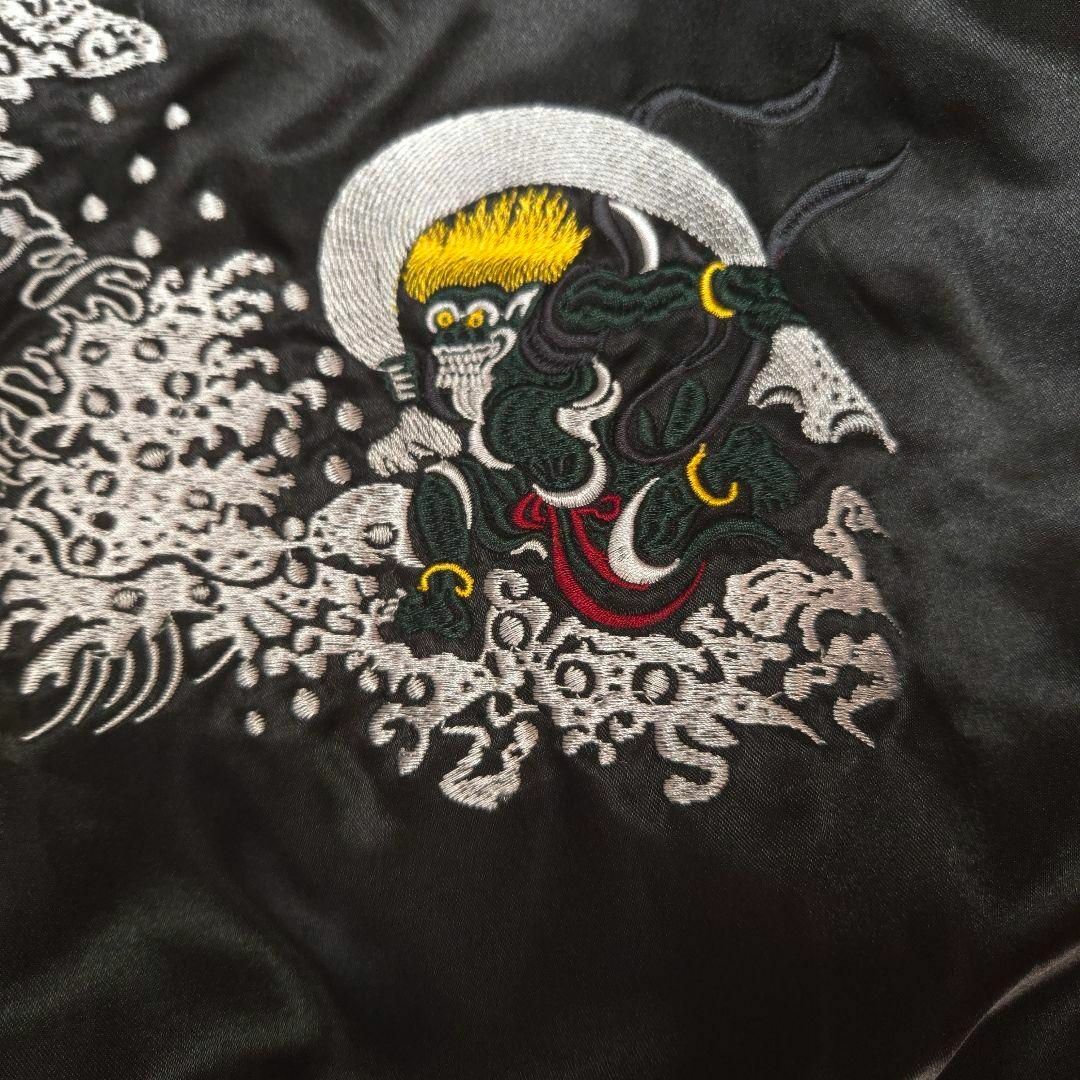 Jidaiya - 美品JIDAIYA 風神雷神刺繍 中綿スカジャン ブラック Jidaiya - 美品JIDAIYA 風神雷神刺繍 中綿スカジャン ブラック