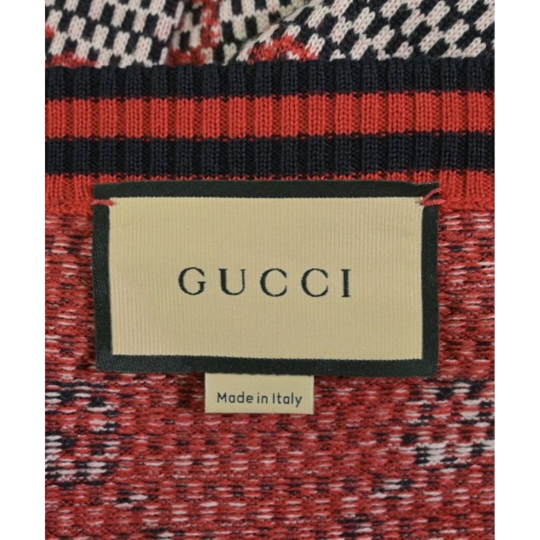 GUCCI - GUCCI グッチ カーディガン L 赤x白x黒(総柄) 【古着 GUCCI - GUCCI グッチ カーディガン L 赤x白x黒(総柄) 【古着