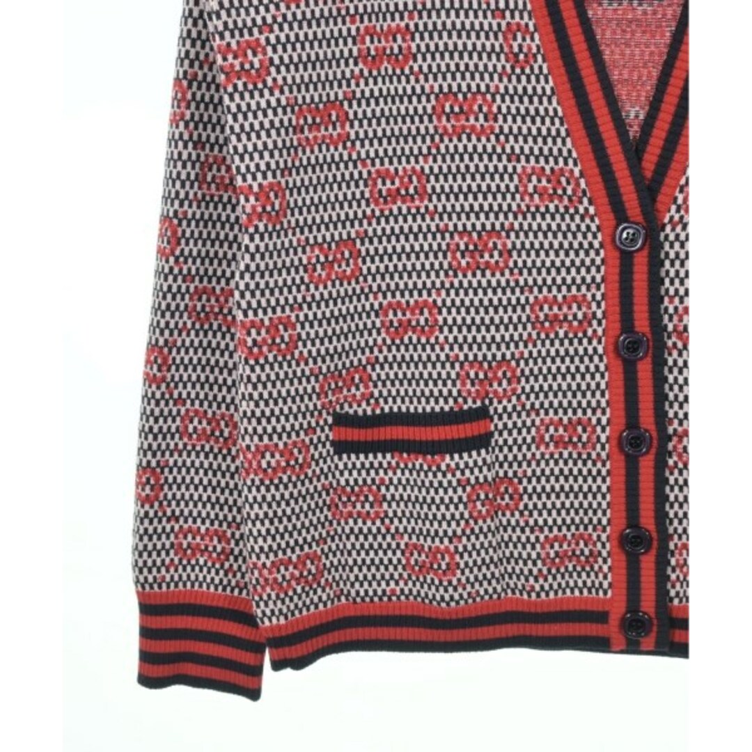 GUCCI - GUCCI グッチ カーディガン L 赤x白x黒(総柄) 【古着 GUCCI - GUCCI グッチ カーディガン L 赤x白x黒(総柄) 【古着