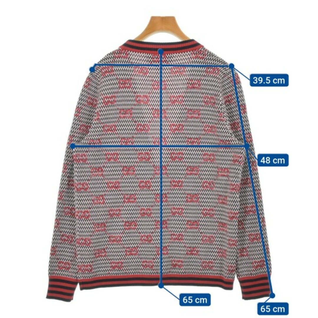 GUCCI - GUCCI グッチ カーディガン L 赤x白x黒(総柄) 【古着 GUCCI - GUCCI グッチ カーディガン L 赤x白x黒(総柄) 【古着