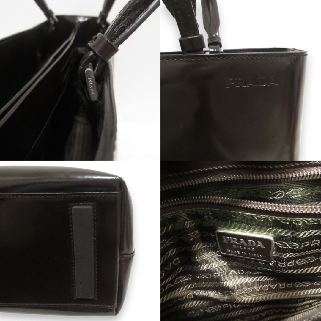 PRADA - 美品 PRADA プラダ ヴィンテージ ガラス加工 エナメル PRADA - 美品 PRADA プラダ ヴィンテージ ガラス加工 エナメル