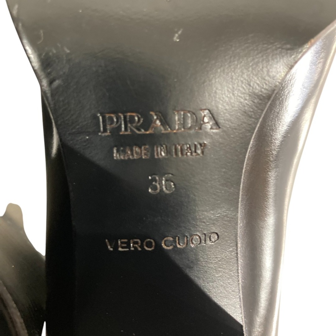 PRADA - 美品 PRADA プラダ レザー チャンキーヒール パンプス PRADA - 美品 PRADA プラダ レザー チャンキーヒール パンプス