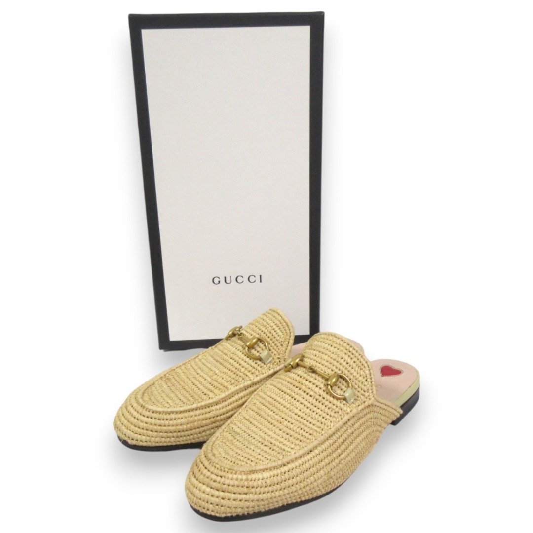 GUCCI - 美品 GUCCI グッチ プリンスタウン ラフィアミュール GUCCI - 美品 GUCCI グッチ プリンスタウン ラフィアミュール
