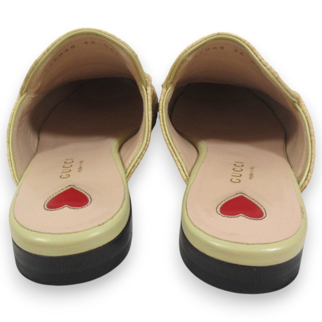GUCCI - 美品 GUCCI グッチ プリンスタウン ラフィアミュール GUCCI - 美品 GUCCI グッチ プリンスタウン ラフィアミュール