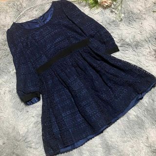 シンシアローリー(Cynthia Rowley)の【Cynthia Rowley】ネイビー レース 七分袖 ワンピース　2(ひざ丈ワンピース)