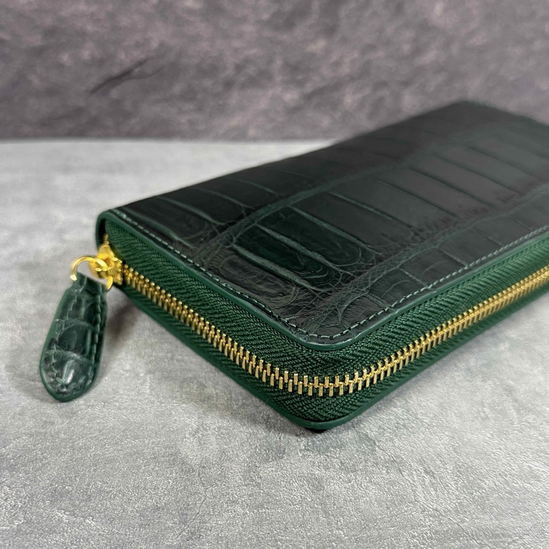 新品 クロコ長財布 ダークグリーン 本革 ワニ革 メンズ 新品 クロコ長財布 ダークグリーン 本革 ワニ革 メンズ