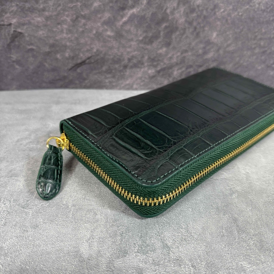 新品 クロコ長財布 ダークグリーン 本革 ワニ革 メンズ 新品 クロコ長財布 ダークグリーン 本革 ワニ革 メンズ
