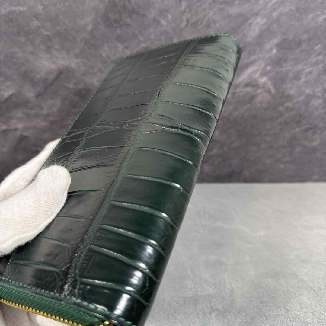 新品 クロコ長財布 ダークグリーン 本革 ワニ革 メンズ 新品 クロコ長財布 ダークグリーン 本革 ワニ革 メンズ