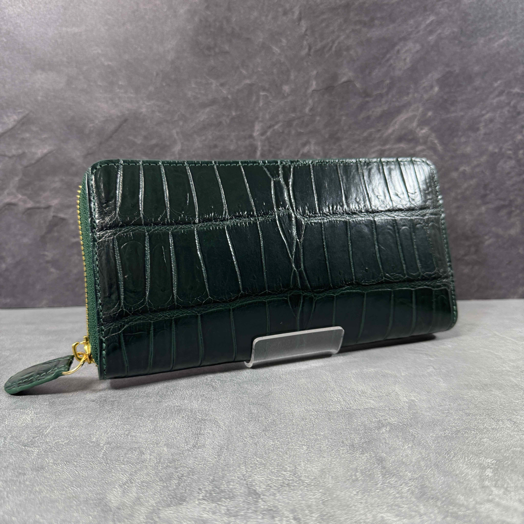 新品 クロコ長財布 ダークグリーン 本革 ワニ革 メンズ 新品 クロコ長財布 ダークグリーン 本革 ワニ革 メンズ