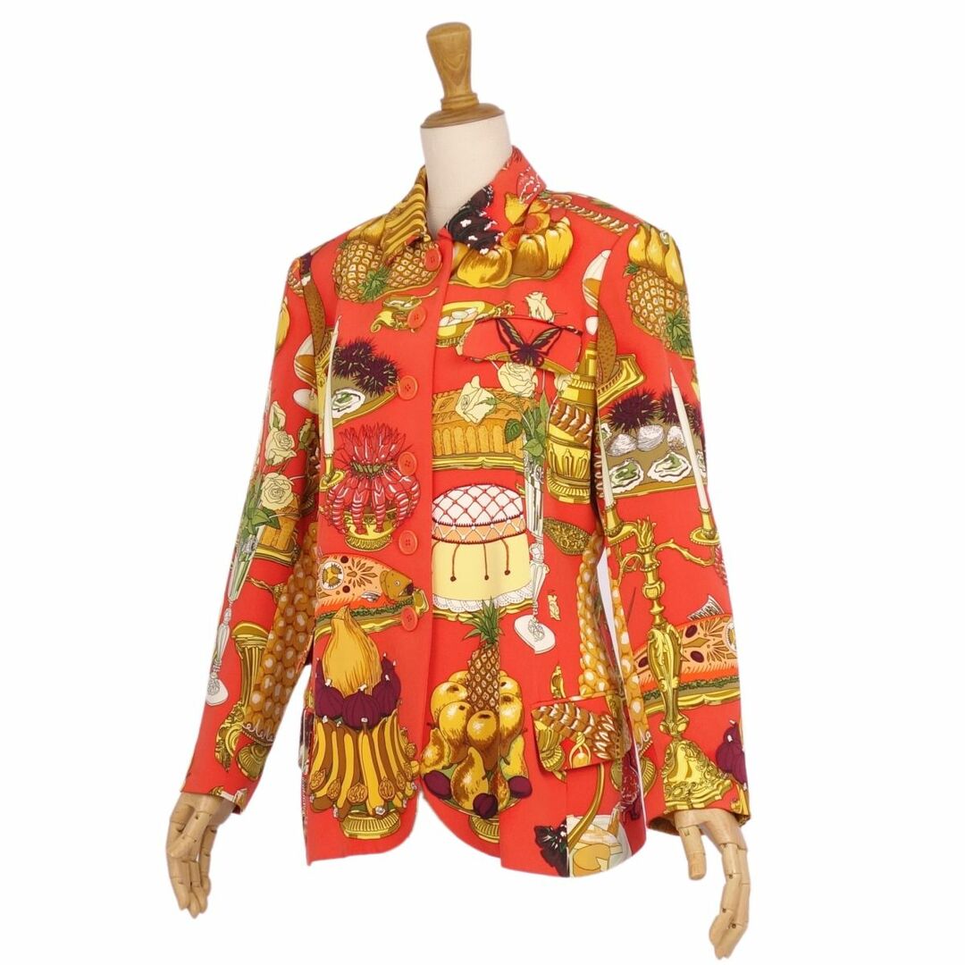 HERMES - 美品 Vintage エルメス HERMES ジャケット 総柄 シルク HERMES - 美品 Vintage エルメス HERMES ジャケット 総柄 シルク