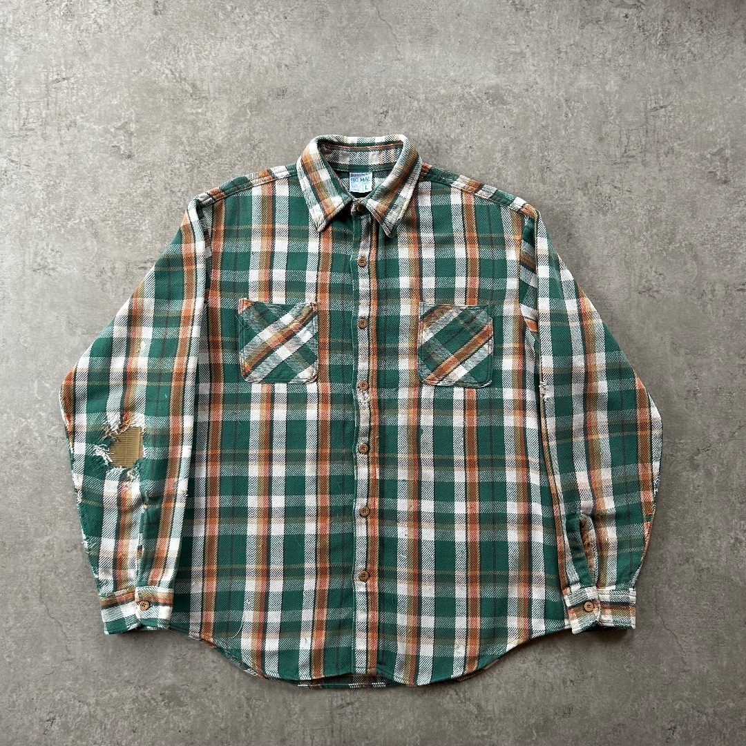 VINTAGE - 70s BIG MAC ヘビーネルシャツ USA製 グリーン Lの VINTAGE - 70s BIG MAC ヘビーネルシャツ USA製 グリーン Lの