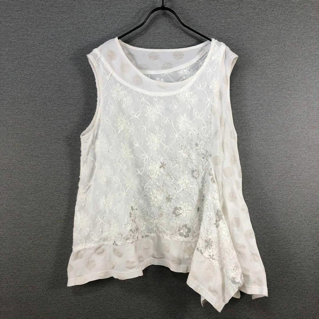 Sensounico - センソユニコ 慈雨 刺繍 ドット ノースリーブ Sensounico - センソユニコ 慈雨 刺繍 ドット ノースリーブ