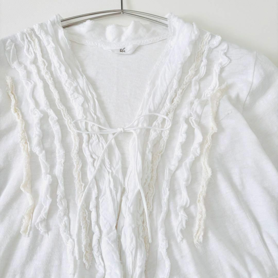 45R - 美品 45R タックフリルブラウス フリルカシュクール 45R - 美品 45R タックフリルブラウス フリルカシュクール