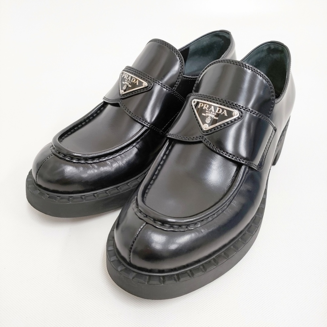 PRADA - PRADA プラダチョコレートブラッシュドレザーローファー PRADA - PRADA プラダチョコレートブラッシュドレザーローファー