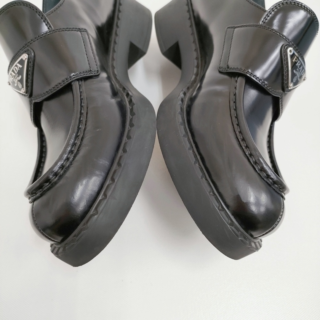 PRADA - PRADA プラダチョコレートブラッシュドレザーローファー PRADA - PRADA プラダチョコレートブラッシュドレザーローファー