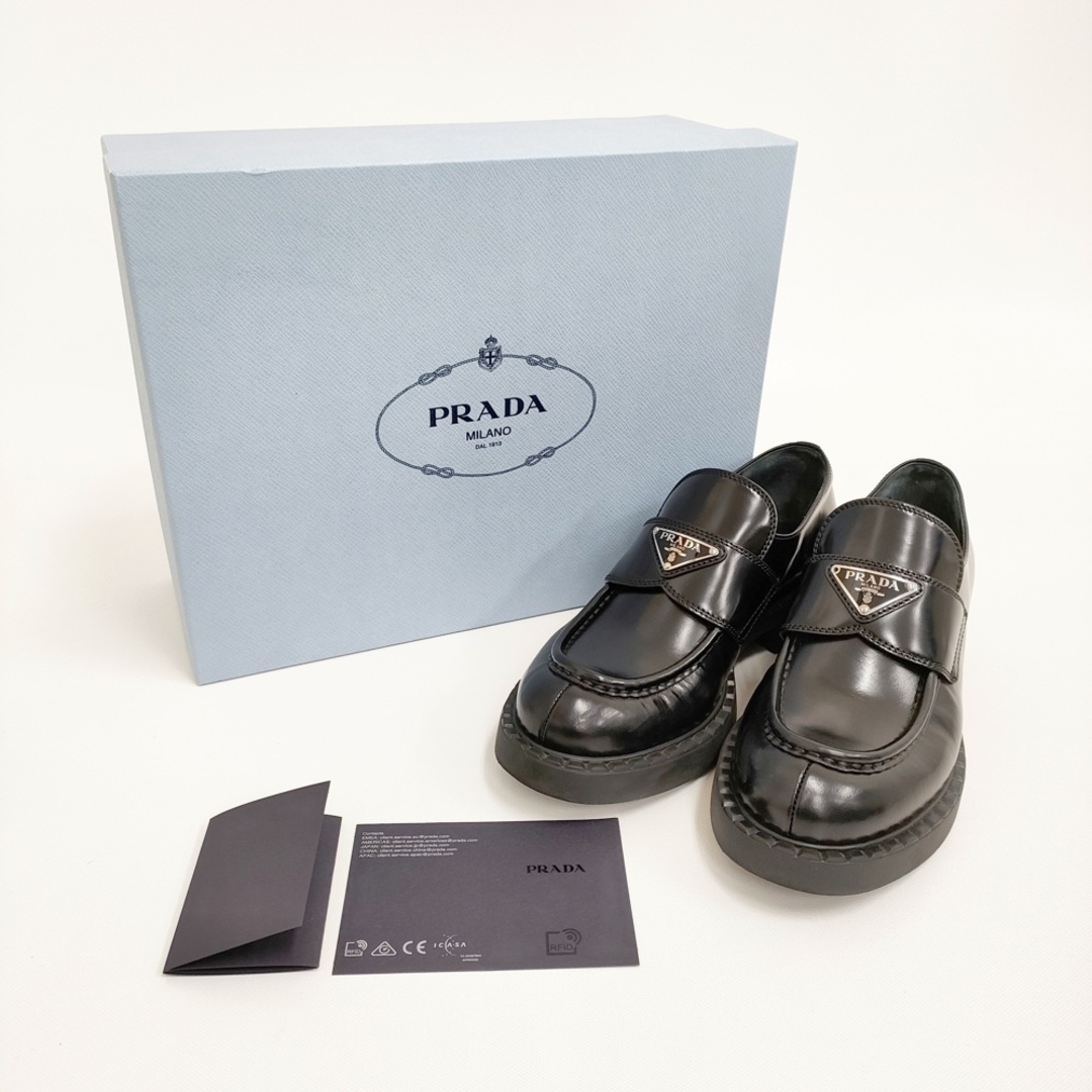 PRADA - PRADA プラダチョコレートブラッシュドレザーローファー PRADA - PRADA プラダチョコレートブラッシュドレザーローファー