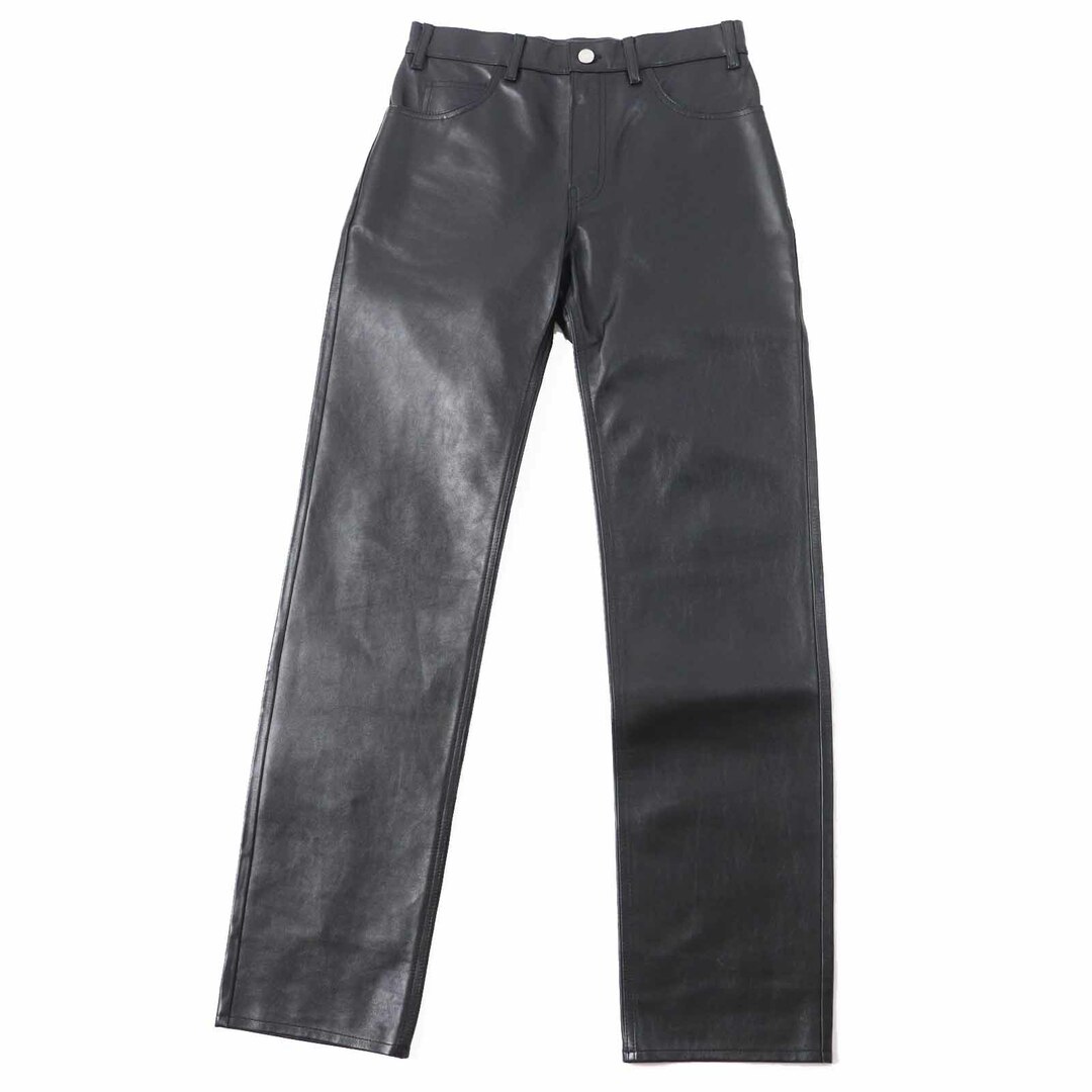CELINE - 極美品◎CELINE セリーヌ 2G093656E カーフスキン 5ポケット ロングパンツ ブラック 26 ハンガー付き イタリア製 正規品 レディース 定価352,000円