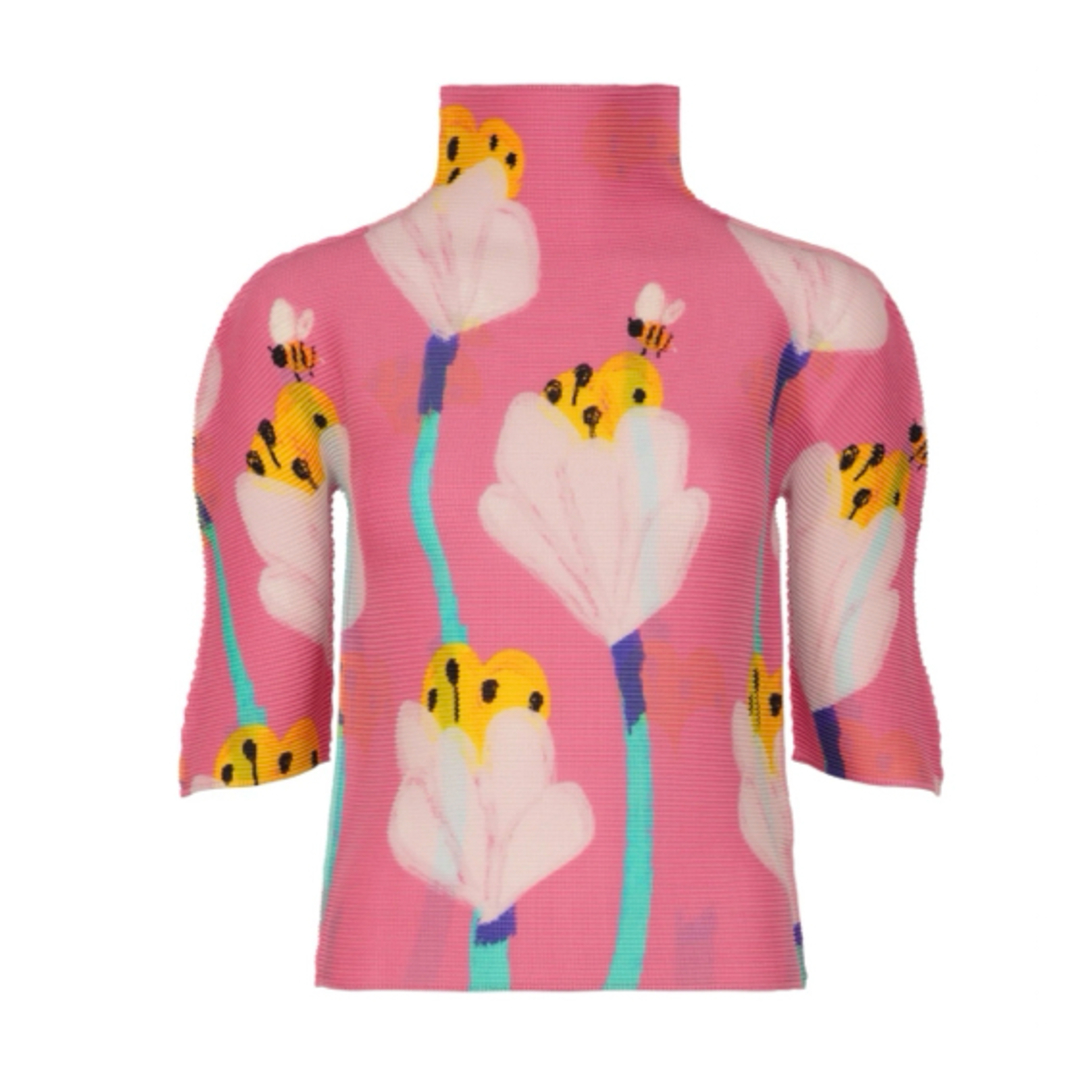 ISSEY MIYAKE - ミーバイISSEY MIYAKE BEE5部袖トップスピンクの ISSEY MIYAKE - ミーバイISSEY MIYAKE BEE5部袖トップスピンクの
