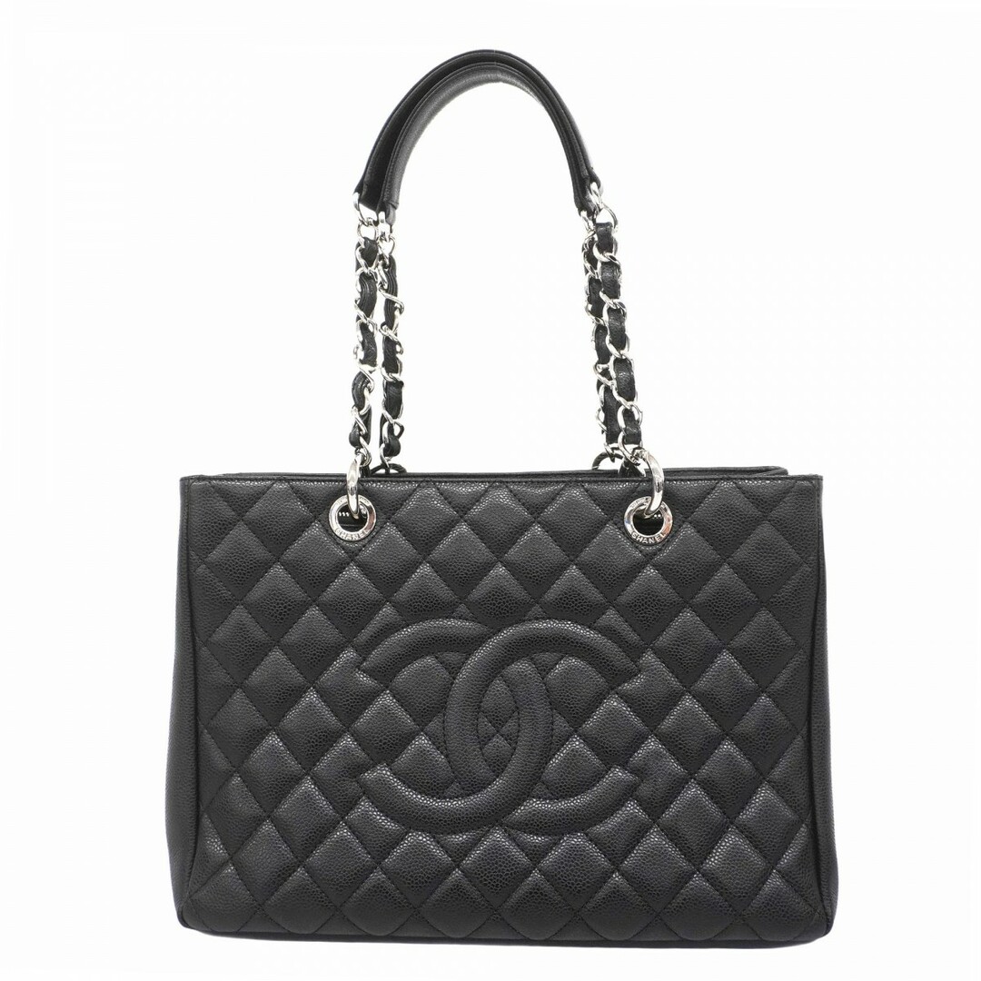 CHANEL - ★SALE【5dc5013】シャネル トートバッグ マトラッセ チェーンショルダー グランドショッピングトート キャビアスキン ブラック シルバー金具【中古】レディース