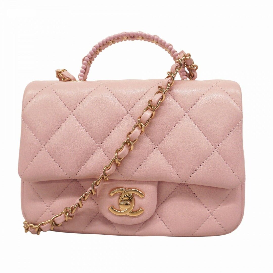 CHANEL - ★SALE【5dc5014】シャネル ハンドバッグ マトラッセ チェーンショルダー ラムスキン ピンク シャンパンゴールド金具【中古】レディース
