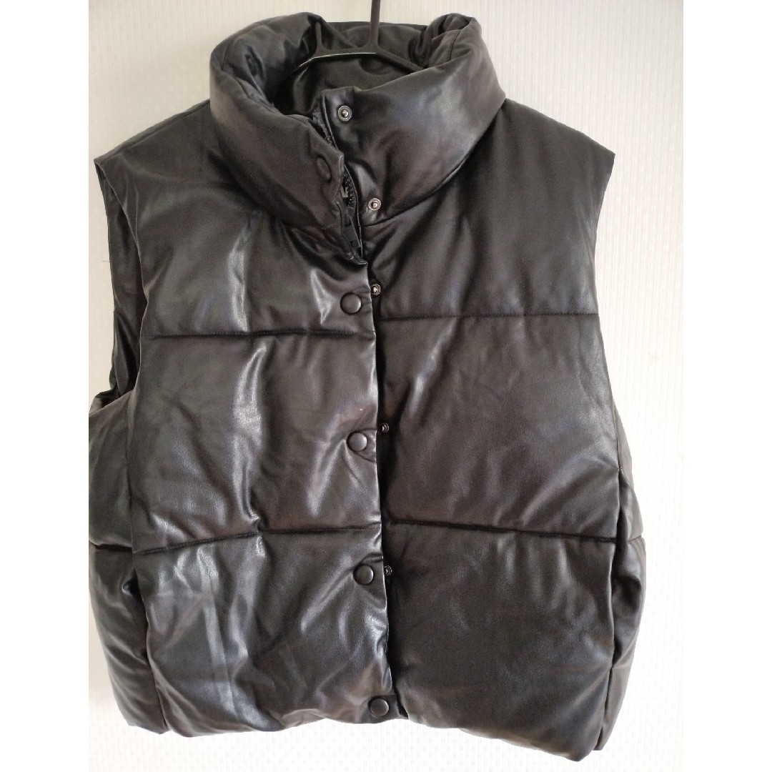ZARA - ZARA ブラック レザーダウンベストジャケットの通販 by ZARA - ZARA ブラック レザーダウンベストジャケットの通販 by