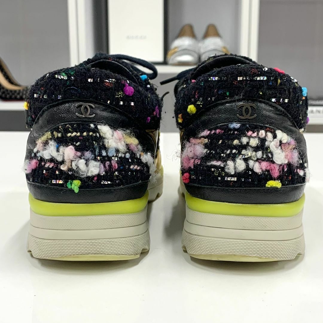 CHANEL - 9630 シャネル ツイード レザー ココマーク スニーカー CHANEL - 9630 シャネル ツイード レザー ココマーク スニーカー