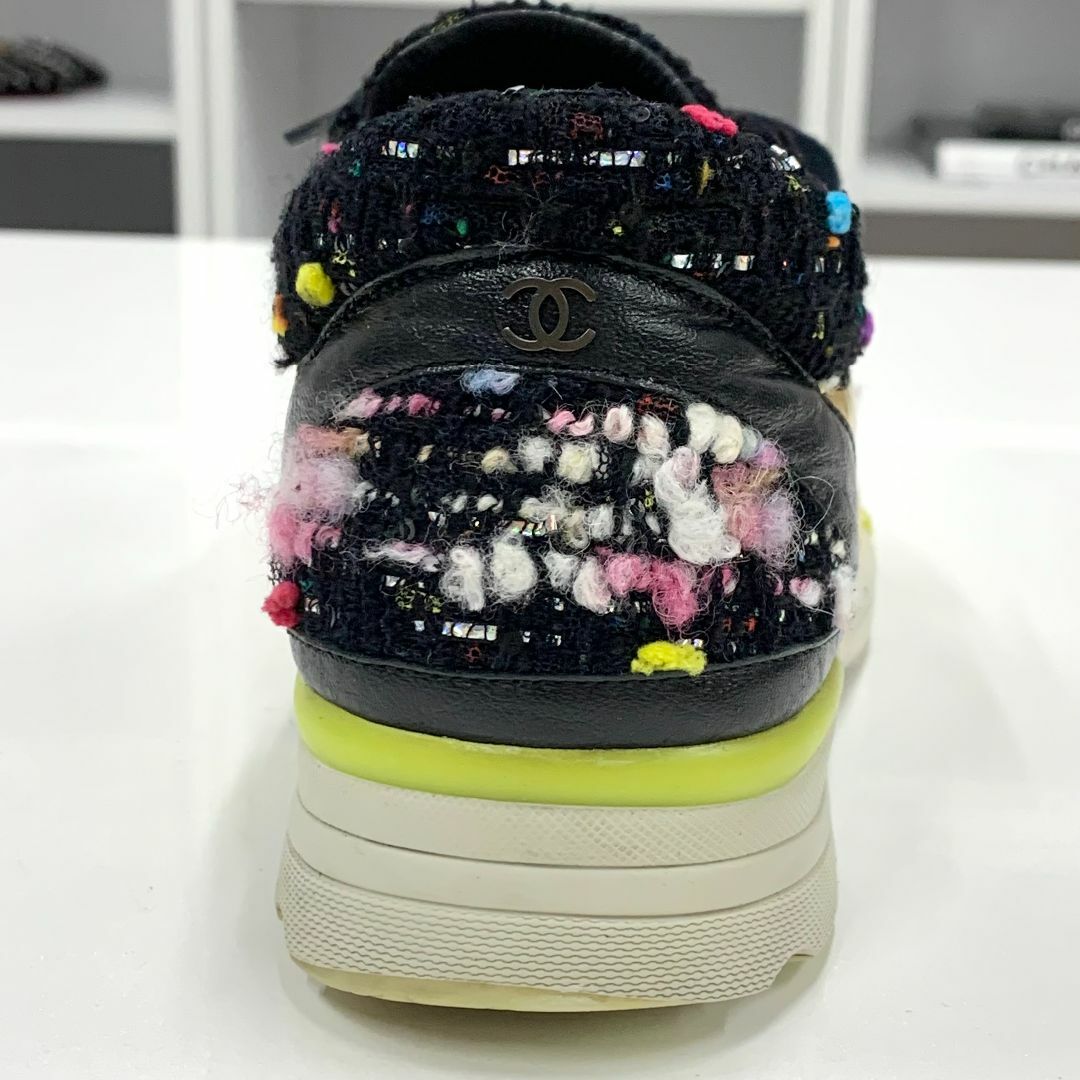 CHANEL - 9630 シャネル ツイード レザー ココマーク スニーカー CHANEL - 9630 シャネル ツイード レザー ココマーク スニーカー