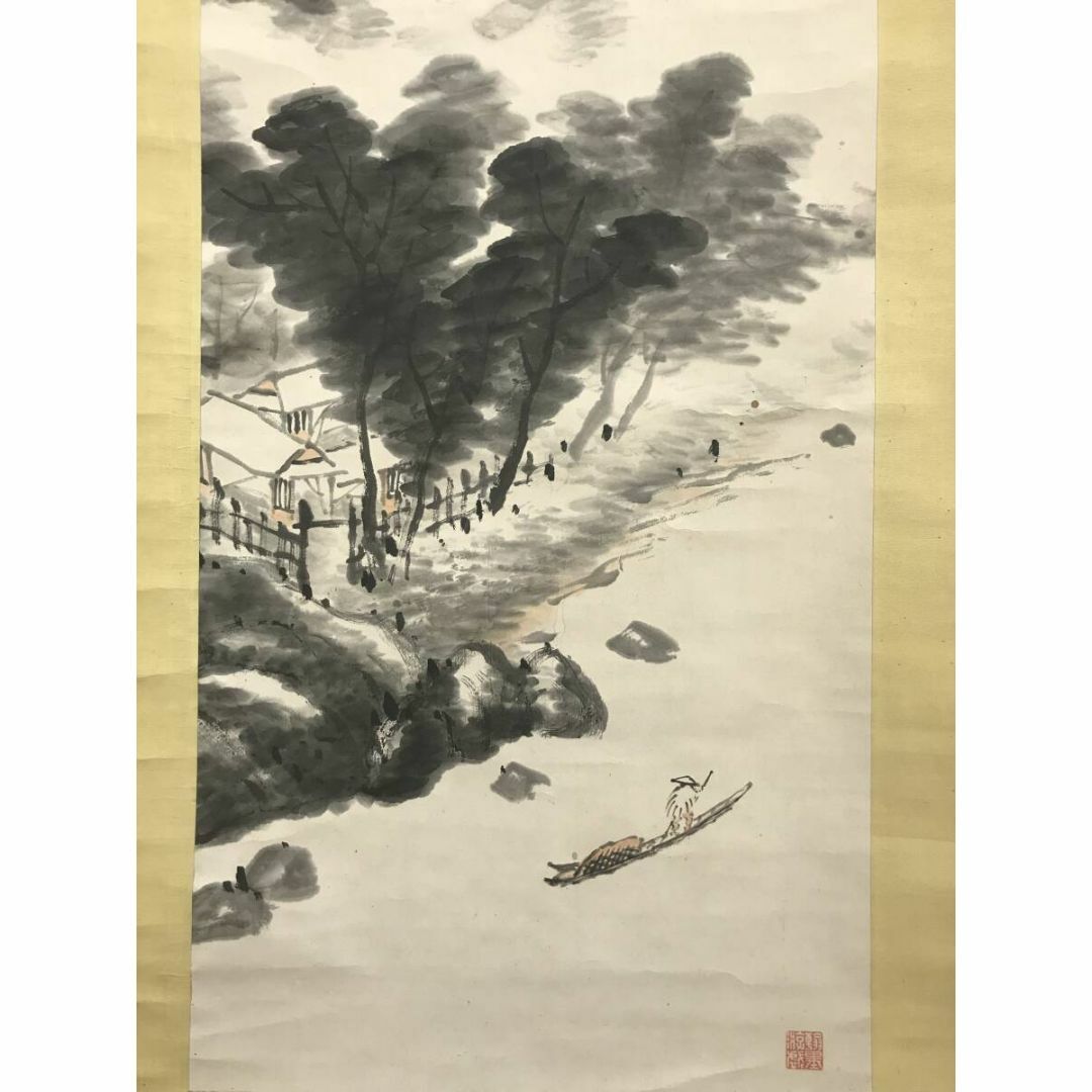 真作/岡田半江/山水舟人物図/倣米家山/掛軸☆宝船☆AI-802の通販 真作/岡田半江/山水舟人物図/倣米家山/掛軸☆宝船☆AI-802の通販