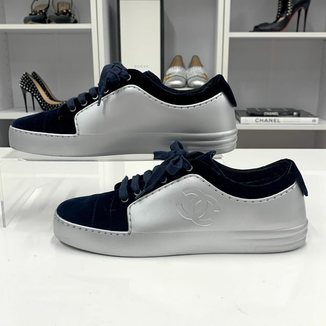 CHANEL - 9631 シャネル レザー ベロア ココマーク スニーカー CHANEL - 9631 シャネル レザー ベロア ココマーク スニーカー