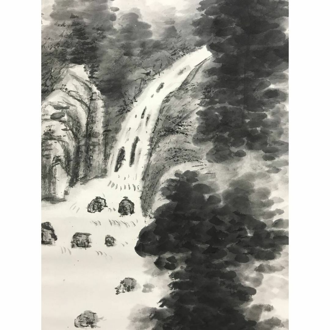 真作/田中柏陰/夏山山水図/山水図/雨後晩鐘/掛軸☆宝船☆AI-805 真作/田中柏陰/夏山山水図/山水図/雨後晩鐘/掛軸☆宝船☆AI-805