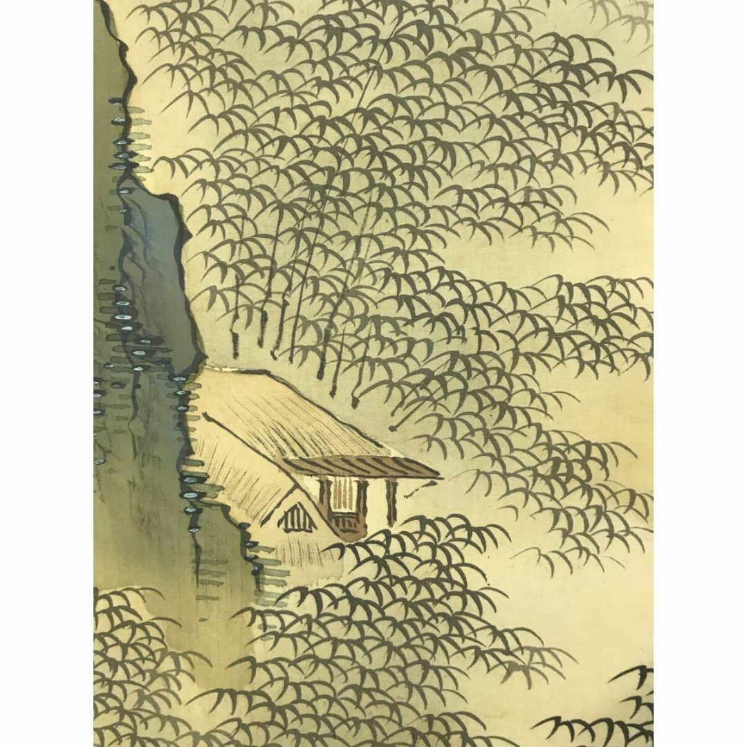 真作/春木南汀/月下帰漁図/竹林山水/釣人図/掛軸☆宝船☆AI-810 真作/春木南汀/月下帰漁図/竹林山水/釣人図/掛軸☆宝船☆AI-810