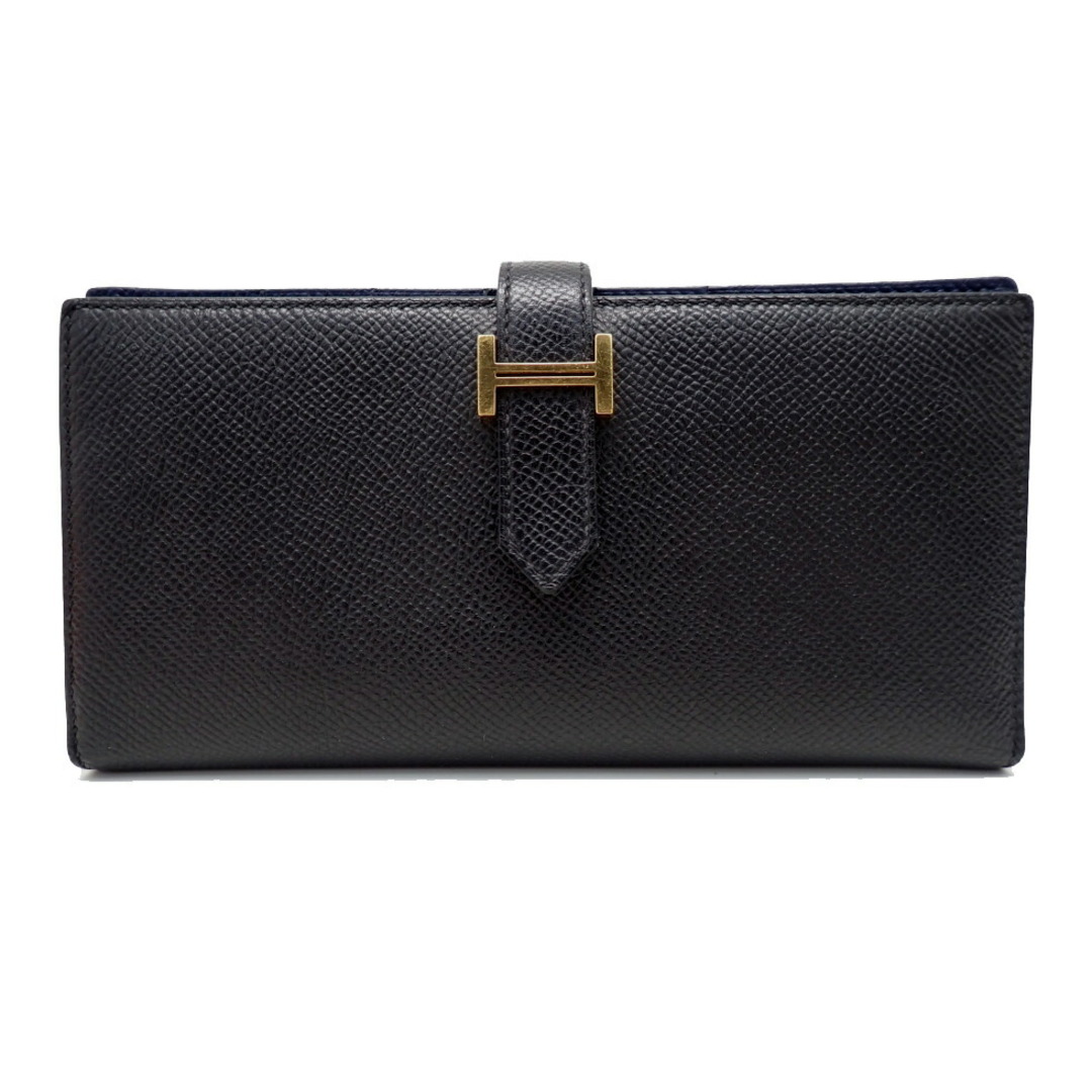 HERMES - エルメス エプソン ブラック×ブルーネイビー×GD金具 W HERMES - エルメス エプソン ブラック×ブルーネイビー×GD金具 W