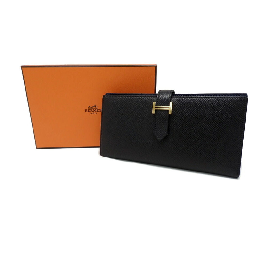 HERMES - エルメス エプソン ブラック×ブルーネイビー×GD金具 W HERMES - エルメス エプソン ブラック×ブルーネイビー×GD金具 W