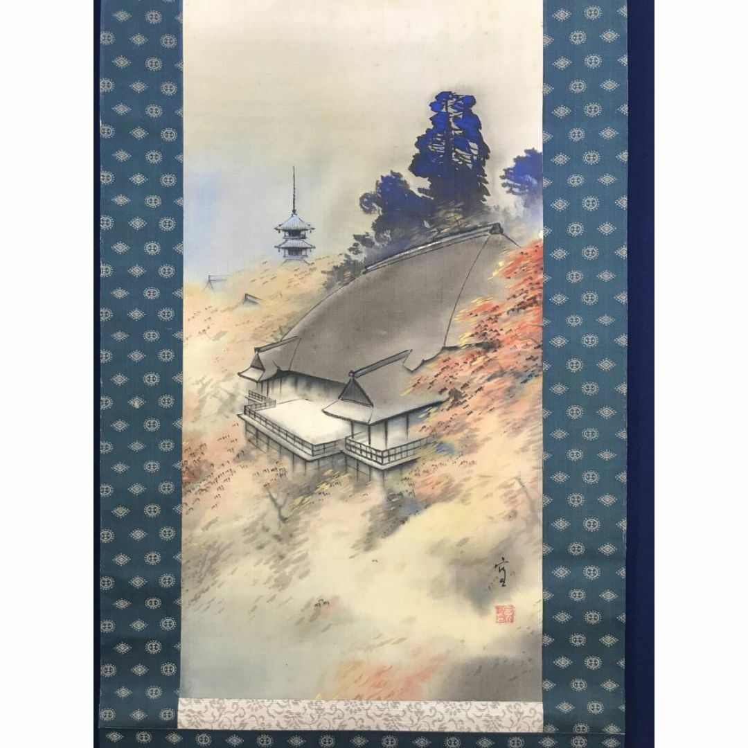 真作/作者不詳/清水寺図/山水図/古都清水図/掛軸☆宝船☆AI-812 真作/作者不詳/清水寺図/山水図/古都清水図/掛軸☆宝船☆AI-812