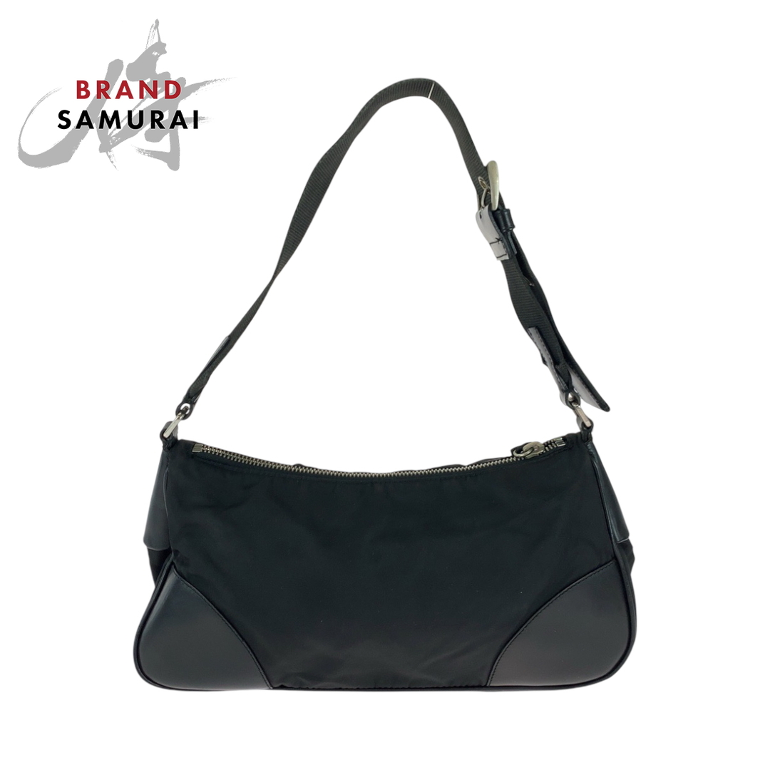 PRADA - PRADA プラダ テスート 三角ロゴプレート ブラック 黒 PRADA - PRADA プラダ テスート 三角ロゴプレート ブラック 黒