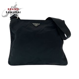 PRADA - 美品 PRADA プラダ テスート 三角ロゴプレート ブラック PRADA - 美品 PRADA プラダ テスート 三角ロゴプレート ブラック