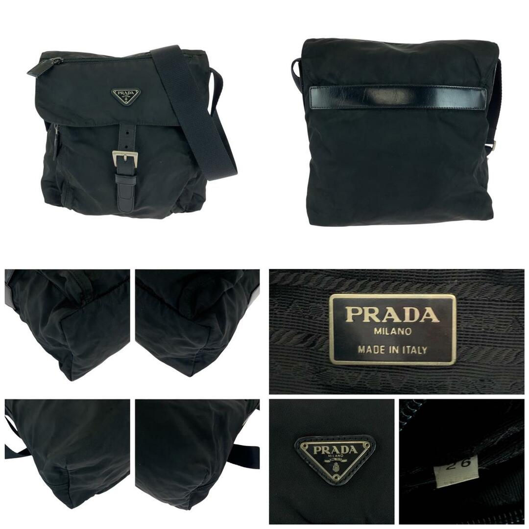PRADA - PRADA プラダ テスート 三角ロゴプレート ブラック 黒 PRADA - PRADA プラダ テスート 三角ロゴプレート ブラック 黒