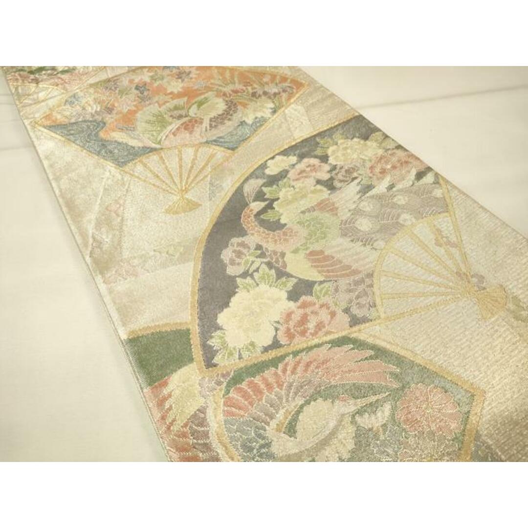 平和屋着物◎佐賀錦 六通柄袋帯 扇面孔雀花文 金銀糸 引箔 正絹 平和屋着物◎佐賀錦 六通柄袋帯 扇面孔雀花文 金銀糸 引箔 正絹