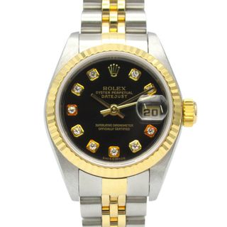 ロレックス(ROLEX)のロレックス ROLEX デイトジャスト 10Pダイヤ Y番 腕時計 時計 K18（イエローゴールド） ステンレススチール レディース ブラック系 NP 79173G 【中古】(腕時計)