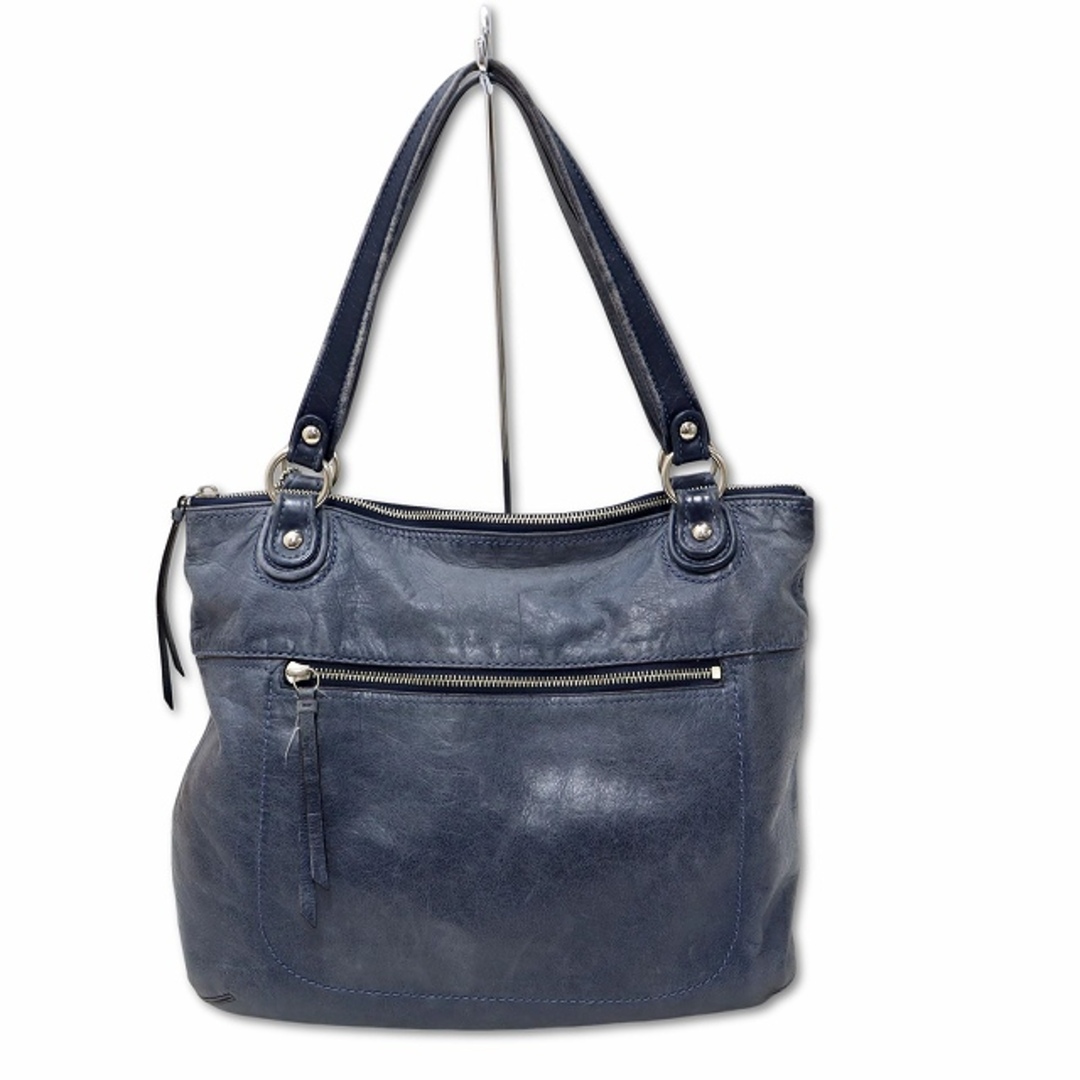 COACH - コーチ COACH 肩掛け レザー トートバッグ ネイビーの COACH - コーチ COACH 肩掛け レザー トートバッグ ネイビーの