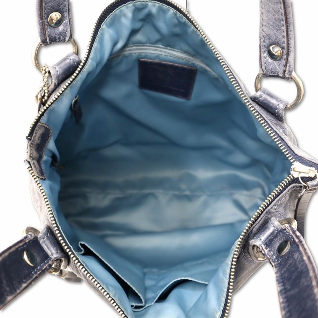 COACH - コーチ COACH 肩掛け レザー トートバッグ ネイビーの COACH - コーチ COACH 肩掛け レザー トートバッグ ネイビーの
