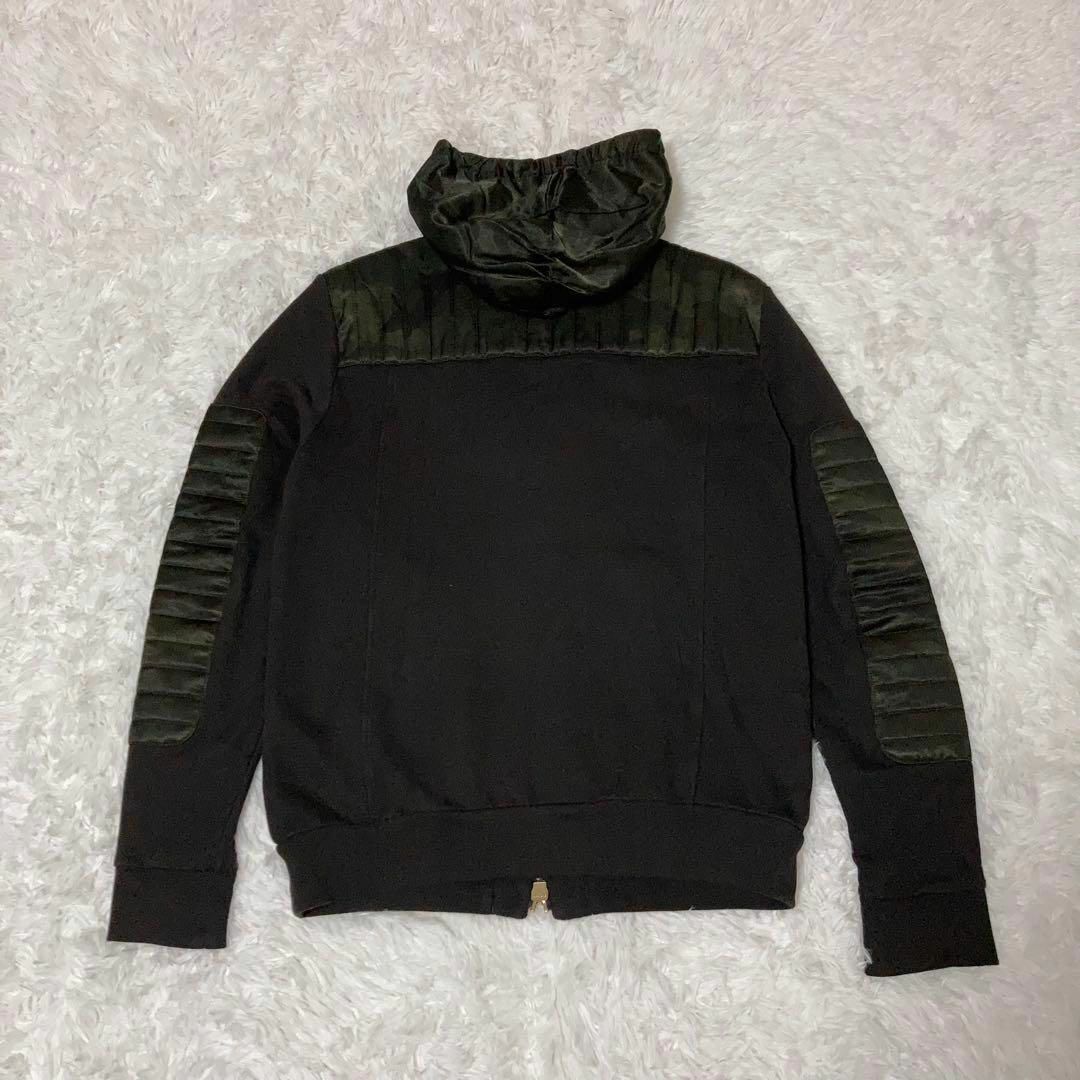BALMAIN - バルマン ジップパーカー ドッキング 黒 迷彩 カモ XS BALMAIN - バルマン ジップパーカー ドッキング 黒 迷彩 カモ XS