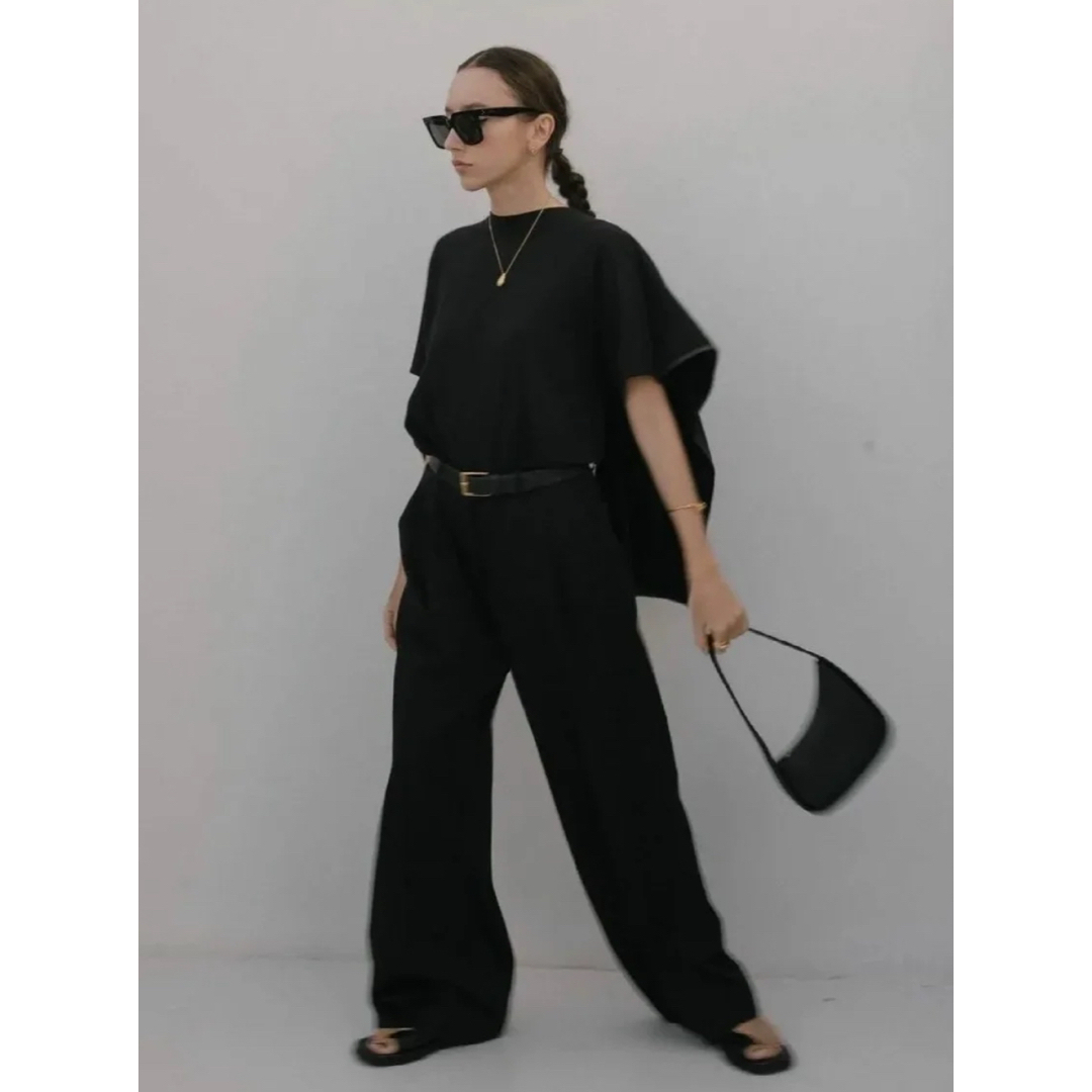 CELINE - CELINE セリーヌ レザーパイピング マントTシャツの CELINE - CELINE セリーヌ レザーパイピング マントTシャツの