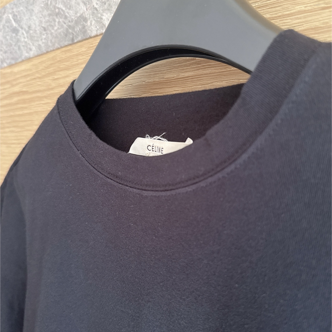 CELINE - CELINE セリーヌ レザーパイピング マントTシャツの CELINE - CELINE セリーヌ レザーパイピング マントTシャツの