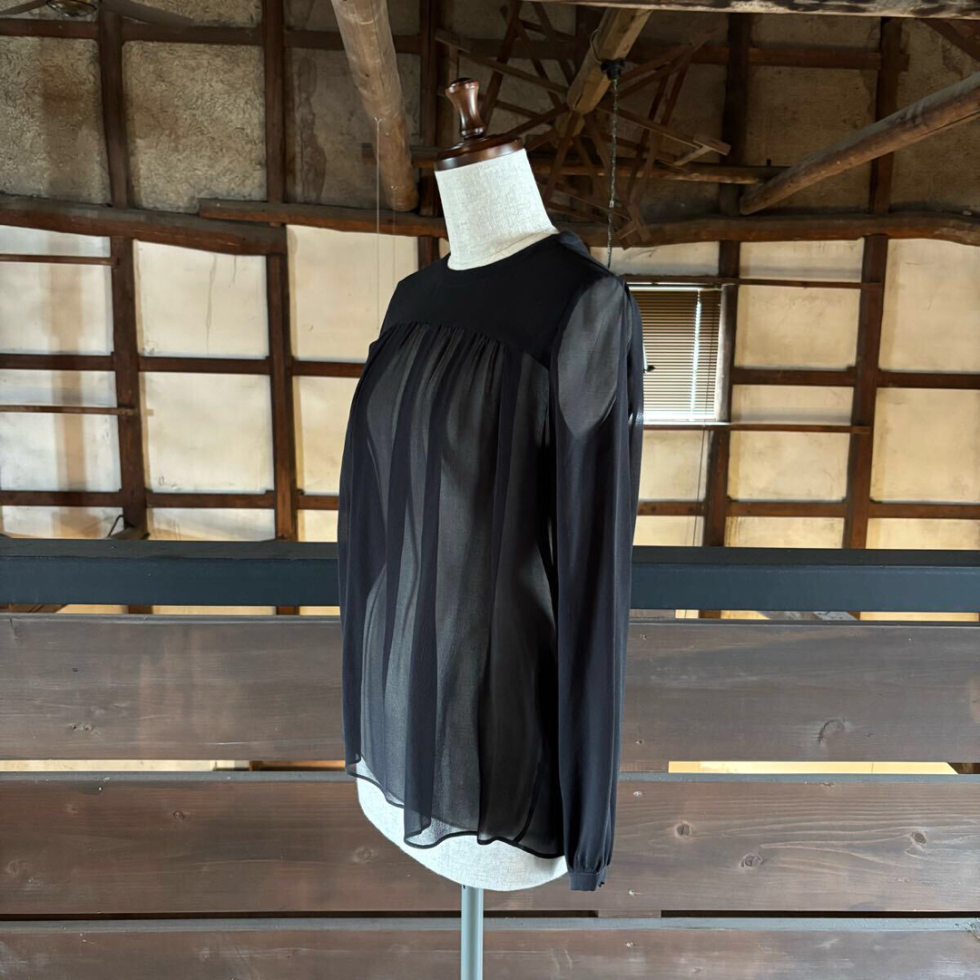 Max Mara - 良品 MAX MARA シルク シースルー ブラウス ギャザー Max Mara - 良品 MAX MARA シルク シースルー ブラウス ギャザー