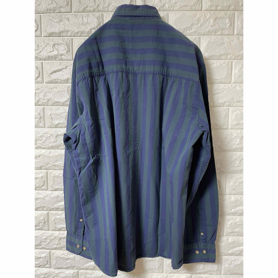 ZARA(ザラ)のZARA ザラ 紫と緑のストライプ 長袖シャツ サイズL メンズのトップス(シャツ)の商品写真