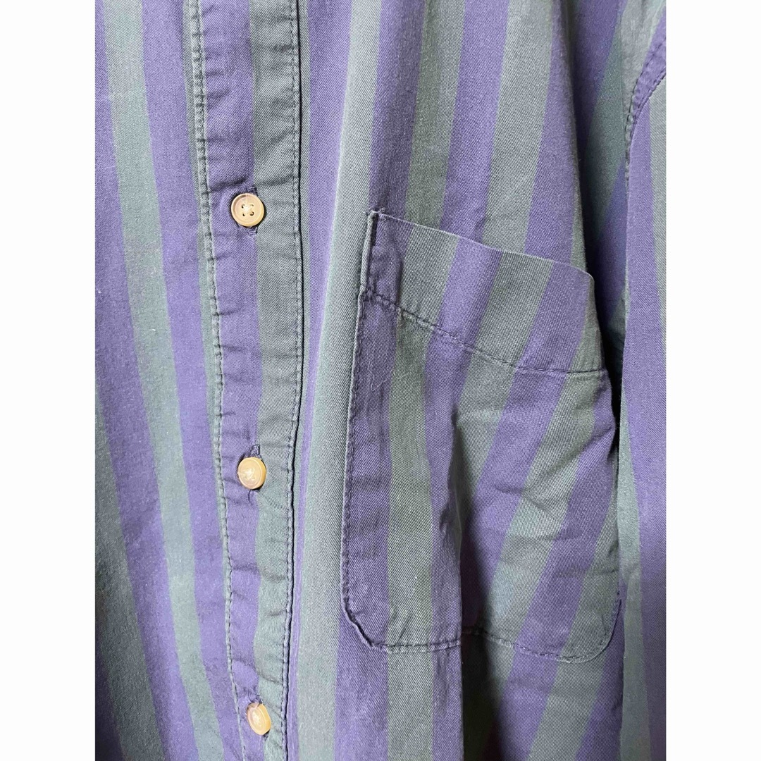 ZARA(ザラ)のZARA ザラ 紫と緑のストライプ 長袖シャツ サイズL メンズのトップス(シャツ)の商品写真