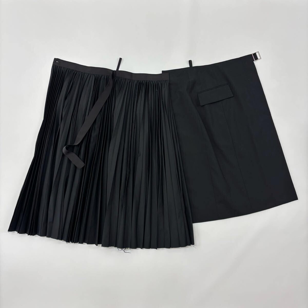 sacai - 良品 sacai サイド プリーツ ドッキング ラップ sacai - 良品 sacai サイド プリーツ ドッキング ラップ